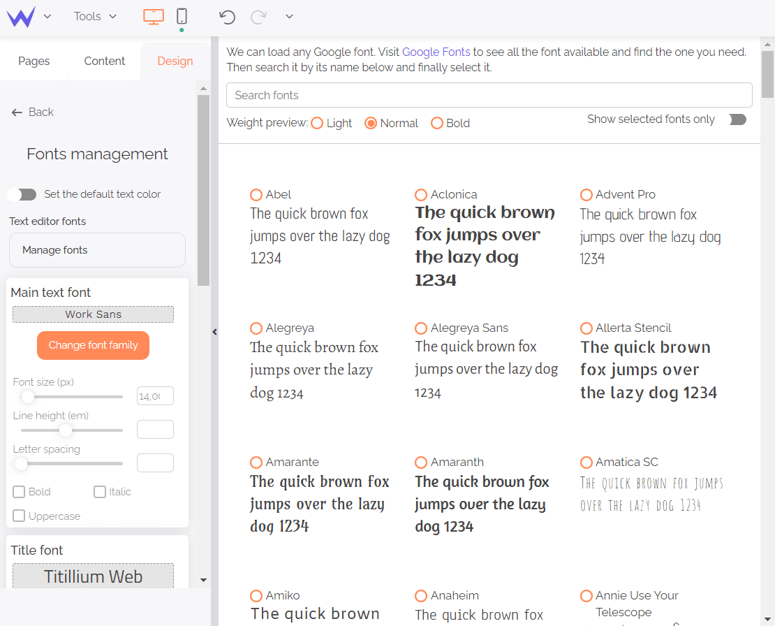 website fonts choose fonts