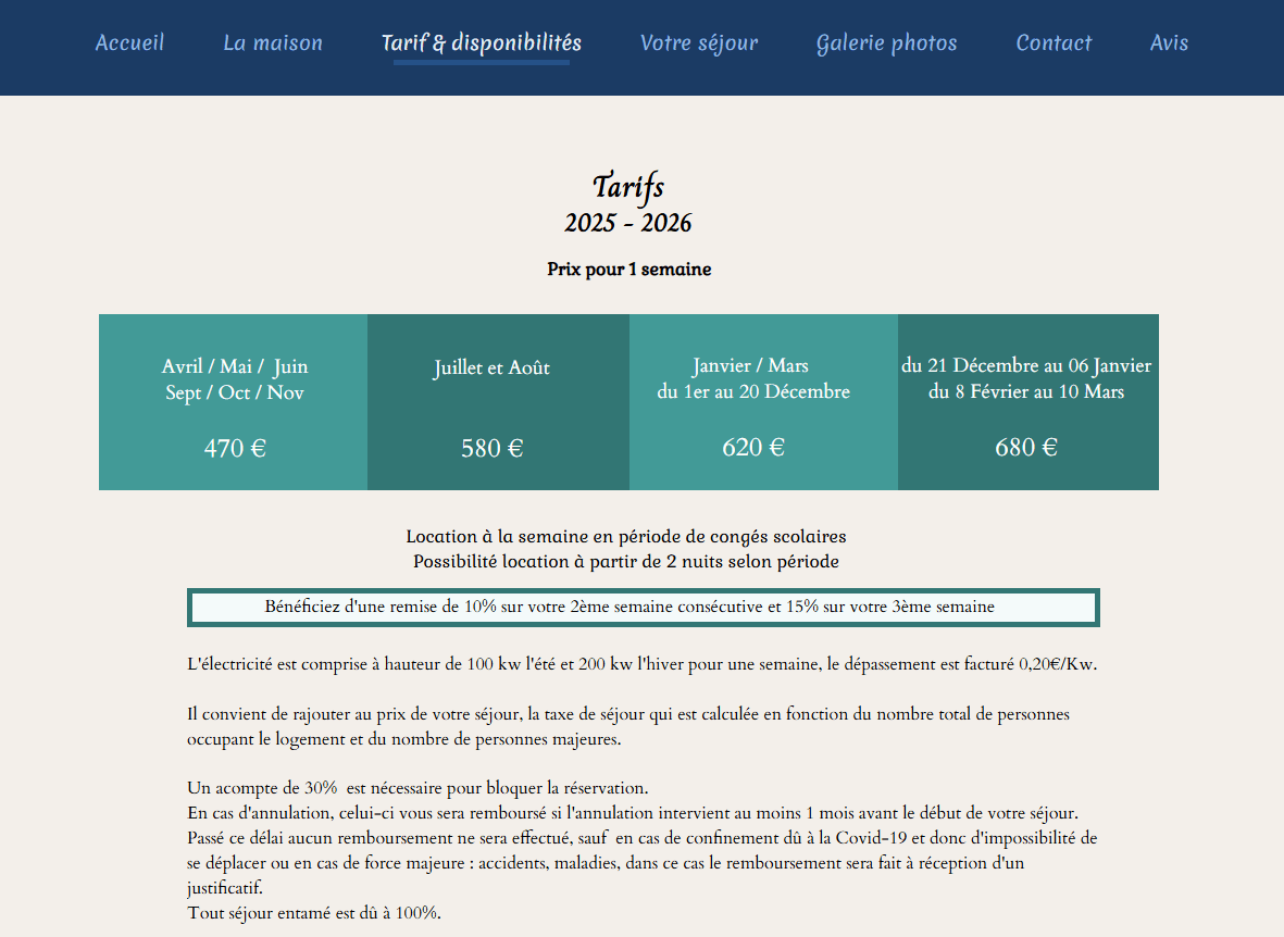 site minimaliste avec informations structurées