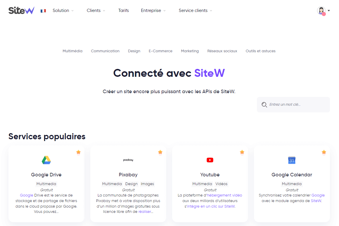 Outils de preuve sociale proposés par SiteW