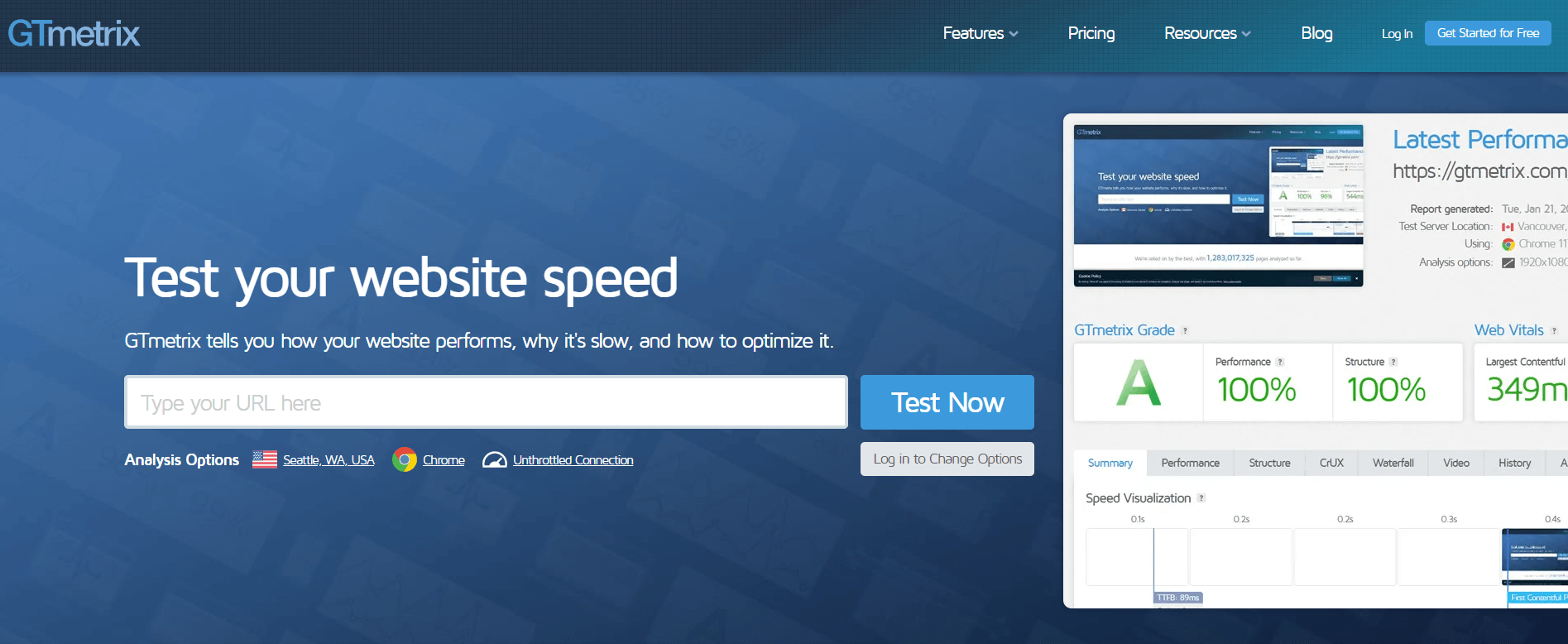 logiciel analyse performances web GTmetrix