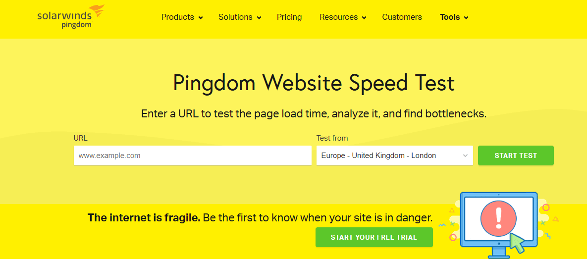 outil optimisation vitesse et performances web pingdom