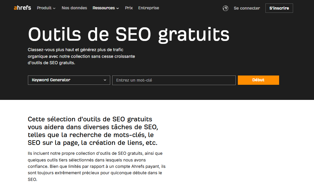 logiciel complet statistiques site web ahrefs
