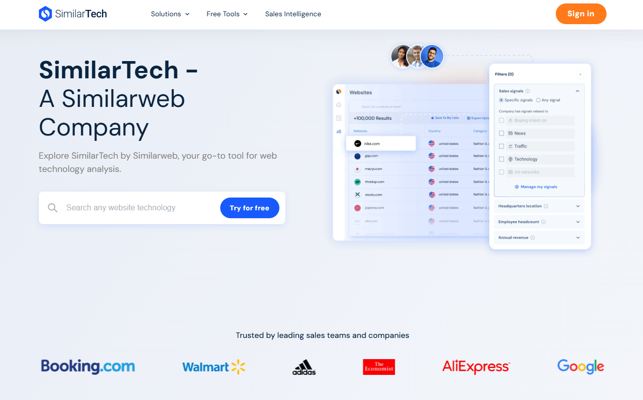 outil analyse site web : veille technologique similar tech