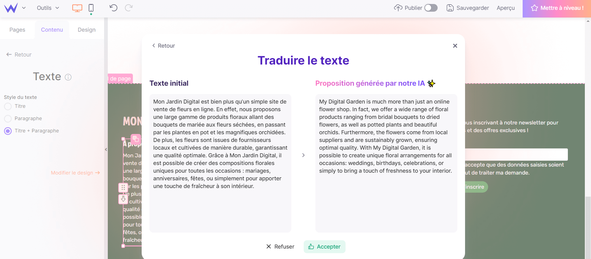 traduire son site marchand avec l'IA de SiteW