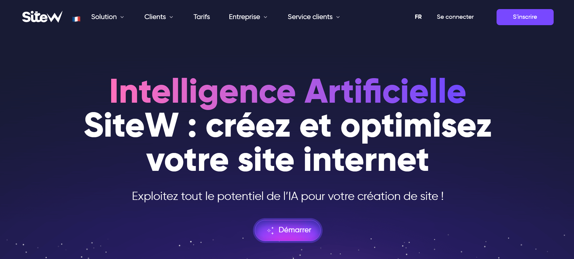 Page d'accueil sur l'IA dans SiteW