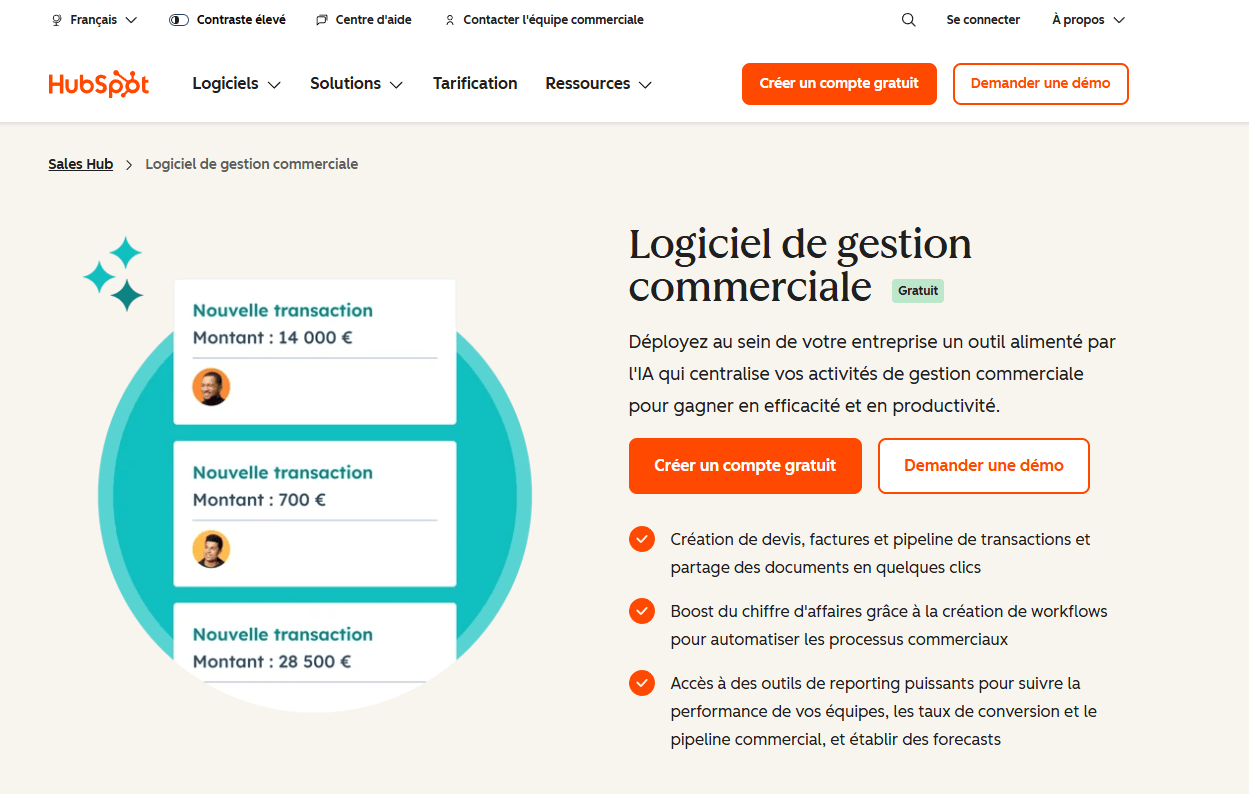 Suivi commercial avec HubSpot logiciel suivi commercial HubSpot