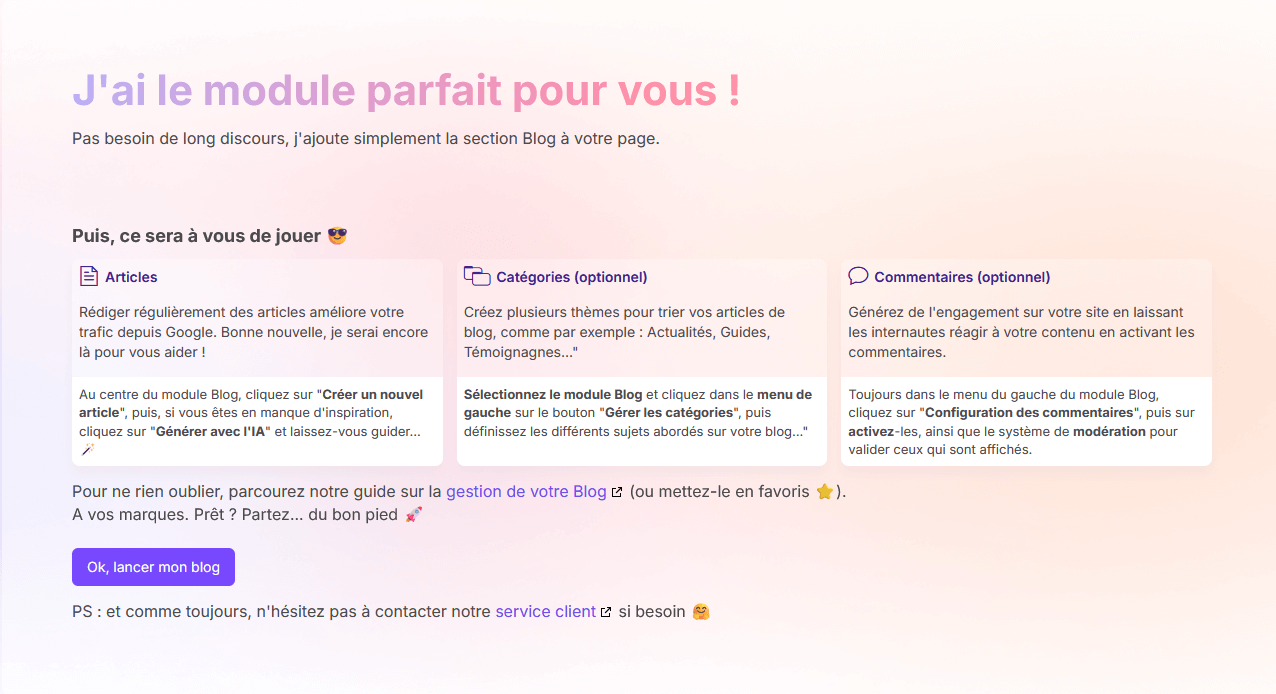 sélection IA de modules