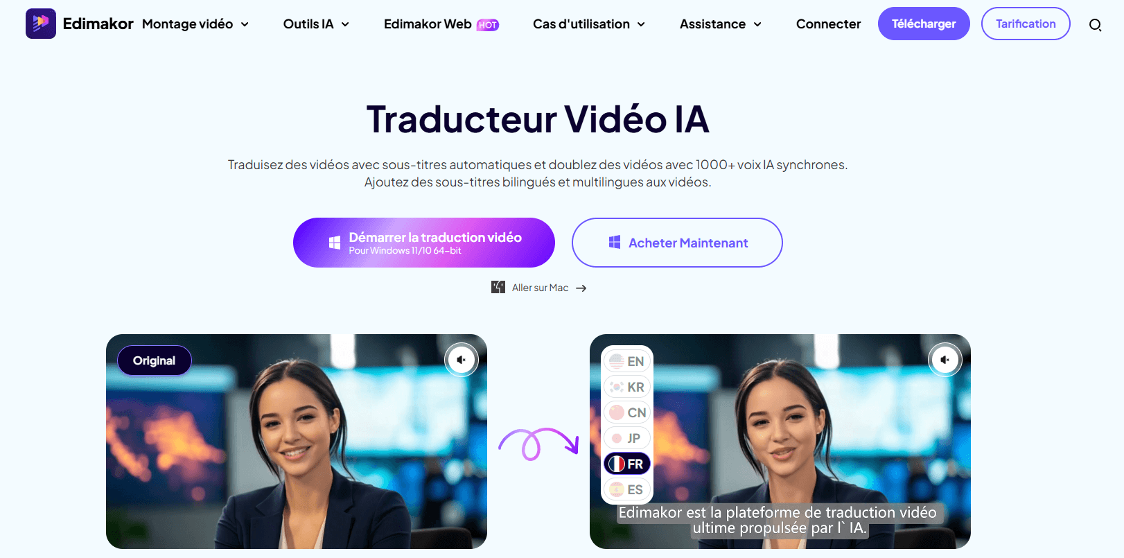 Edimakor, traduction image et vidéo par IA Edimakor, traduction vidéo IA
