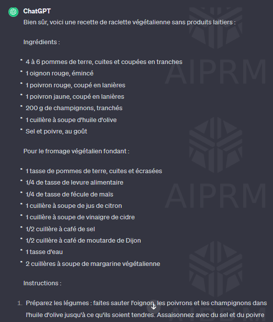 Utilisations surprenantes de ChatGPT : Elaboration d'une recette