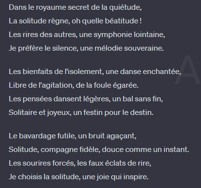 Utilisations surprenantes de ChatGPT : Poème joyeux sur la solitude