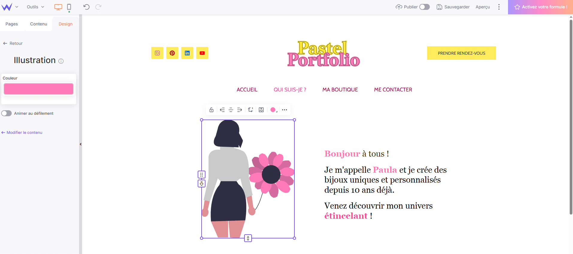 illustration boutique en ligne bijoux