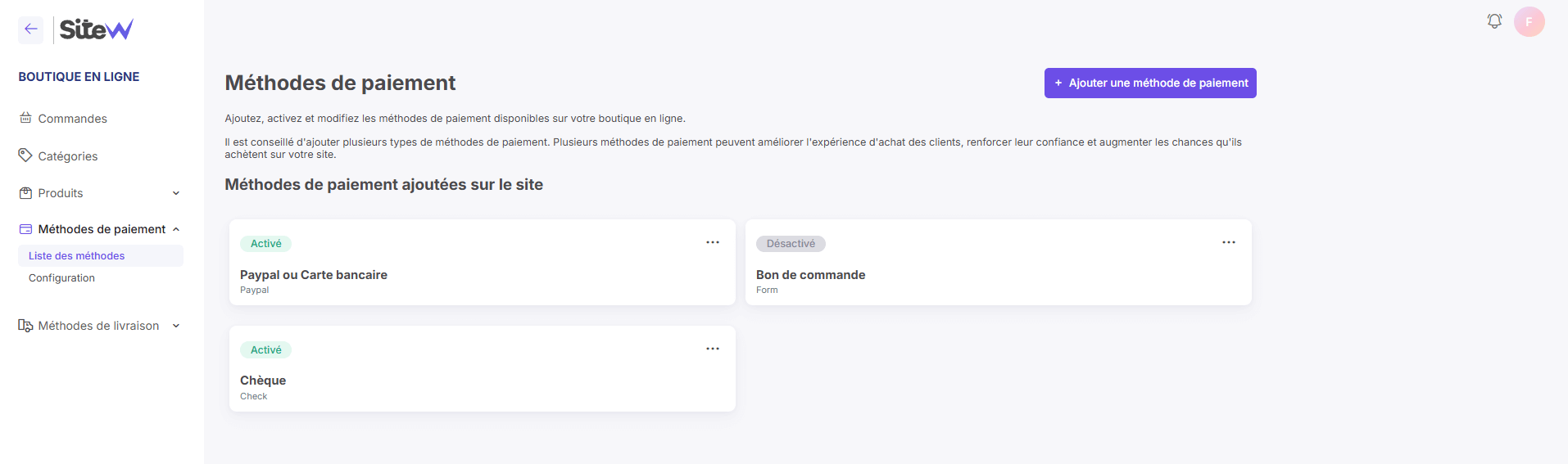 modes de paiement boutiqque en ligne