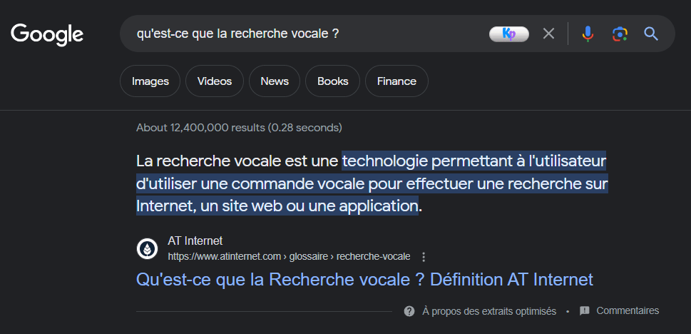 Extraits optimisés de Google