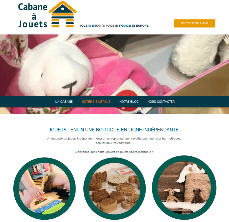 Exemple de site créé avec SiteW, La Cabane à Jouets