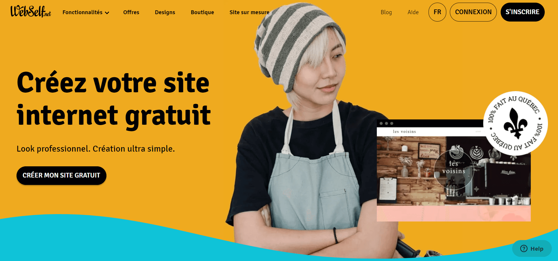 Page d'accueil du website builder, Webself