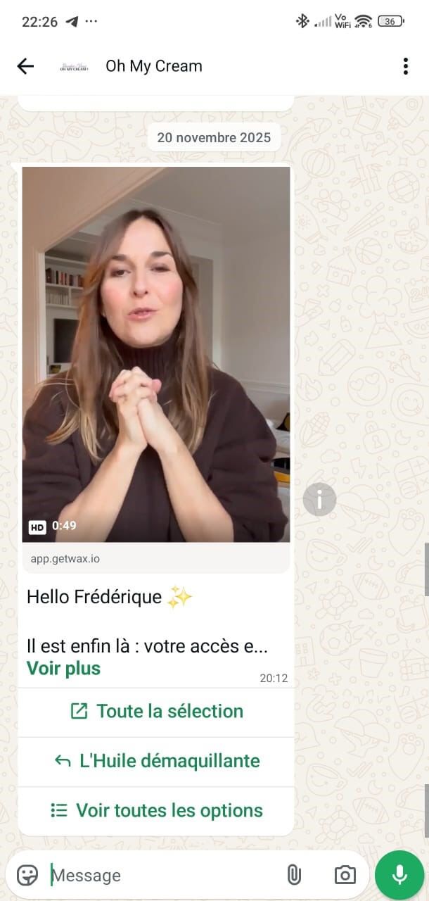 message vidéo whatapp business