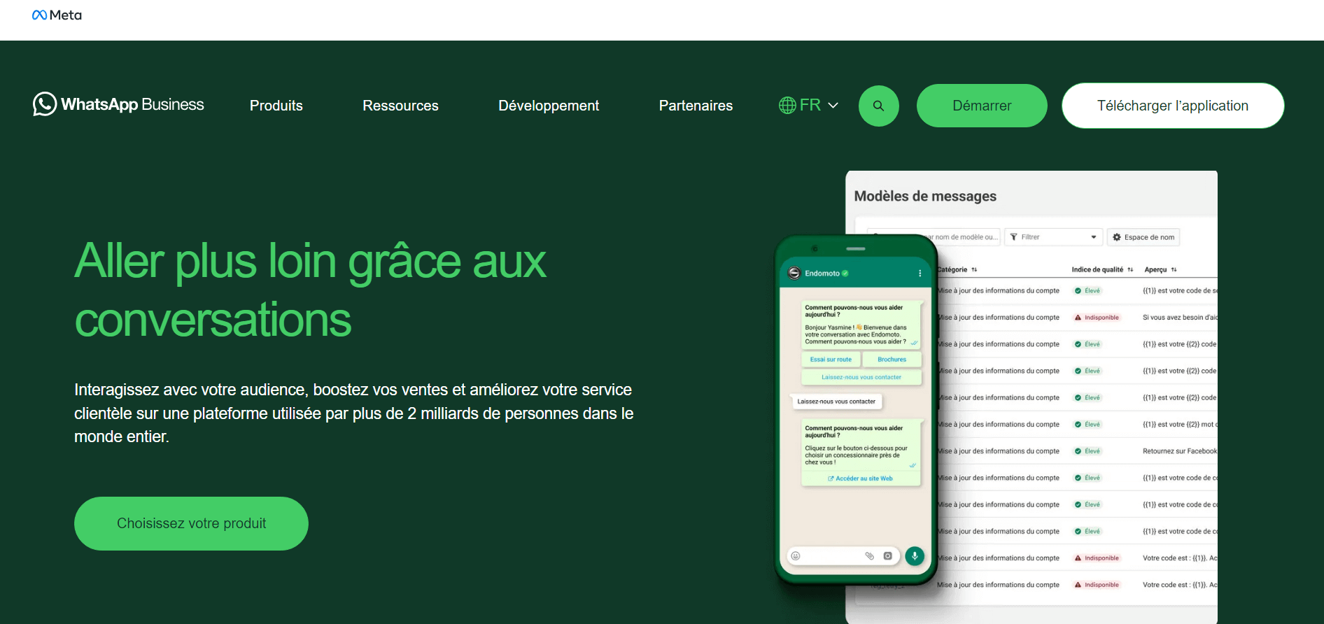 accueil WhatsApp Business