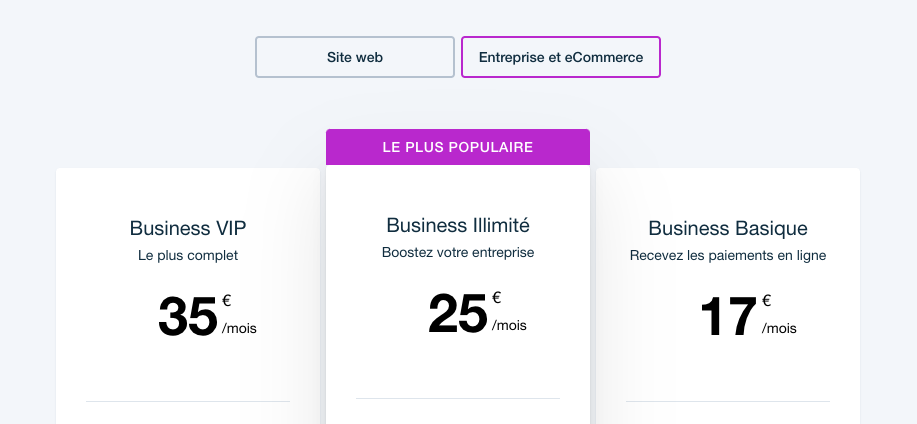 Wix, formules pour la création de boutique en ligne