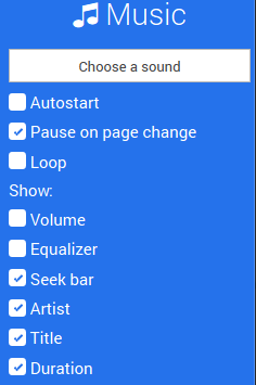 Configure music block