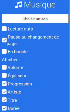 Configurer module musique