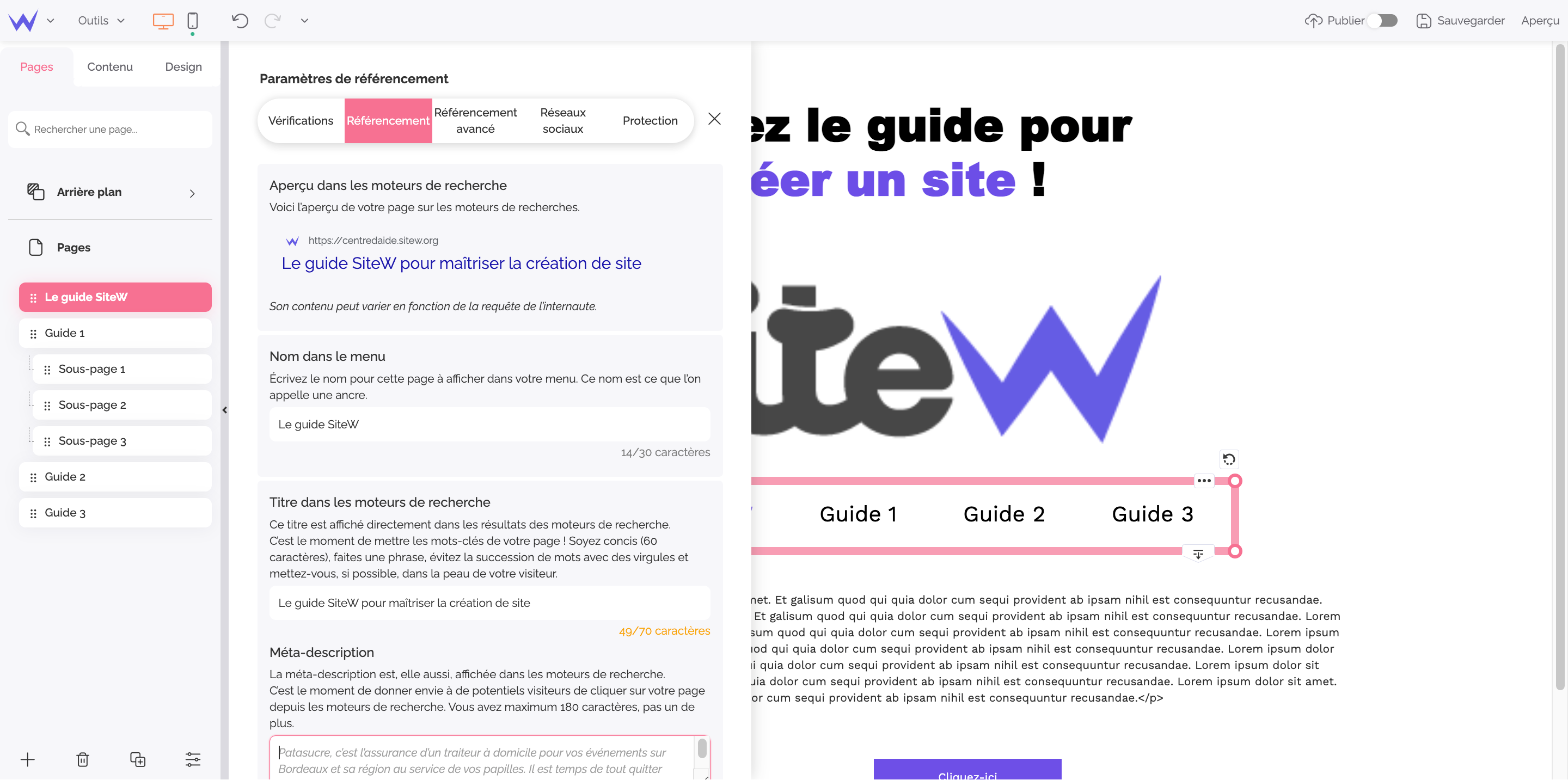 Comment modifier les textes de son site SiteW