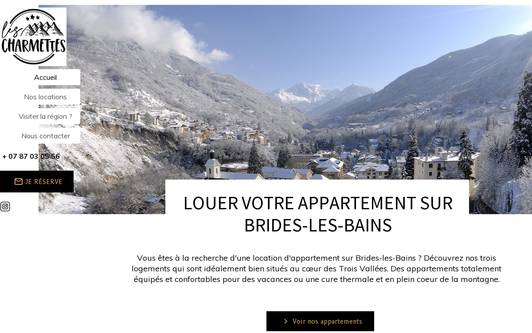 Ejemplo de sitio web Les Charmettes Brides - Location appartement Brides-les-Bains
