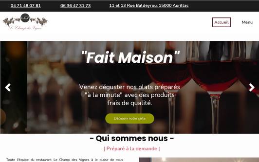 Ejemplo de sitio web Champ des Vignes - Restaurant à Aurillac