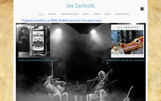 Ejemplo de sitio web Groupe cajun jura Les Zaricots