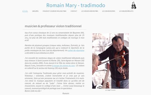 Example website Musicien et professeur de violon traditionnel dans le jura - Romain MARY tradimodo
