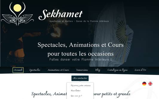 Ejemplo de sitio web Sekhamet ~ Spectacles et Animations de Danse de la Flamme Intérieure