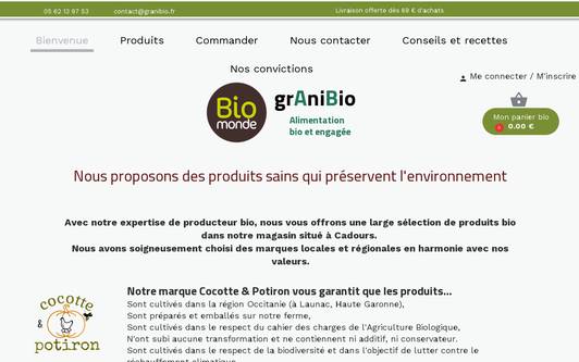 Ejemplo de sitio web granibio alimentation bio engagée